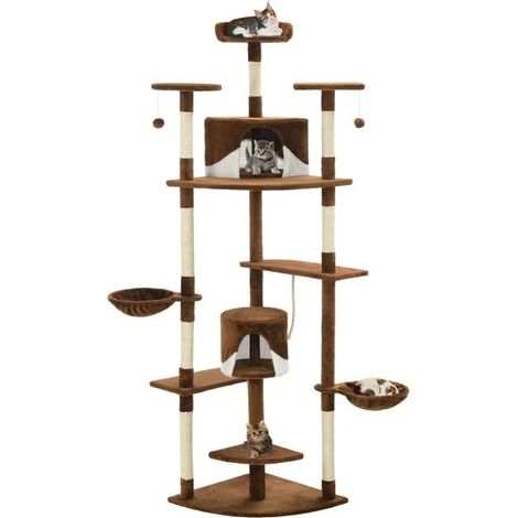 Arbre à chat avec griffes en sisal, 203 cm de haut, blanc brunâtre
