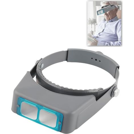 Headband Reading Magnifier with 4 Optical Glass Lenses, Jewelry Repair Tool, Adjustable Headlamp Frame with Rotating Cap and 1.5X-3.5X Magnification (1/5)