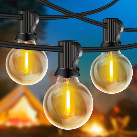 Guirlande Lumineuse Exterieure 20M/30M - 30+2 Ampoules G40 Incassable,Plug&Play,Étanche,Guirlande Guinguette LED Connectable,pour Jardin Balcon Maison Mariage Fête Noël [Blanc Chaud] (1/5)