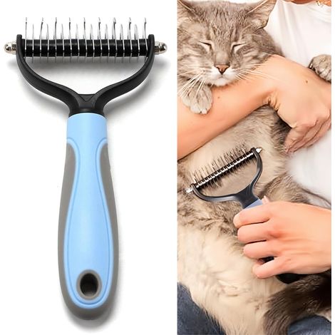 Peigne démêlant 2 en 1 pour chiens et animaux de compagnie, peigne démêlant double face   Outil de démêlage de sous poils, outil de démêlage pour chat