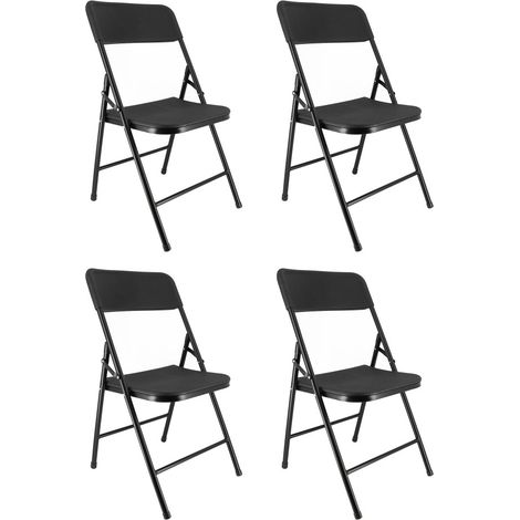 Chaises pliantes noires - Lot de 4 chaises pliables de jardin - Structure en Acier - 150 kg - Fêtes - réceptions - pique-nique (1/5)