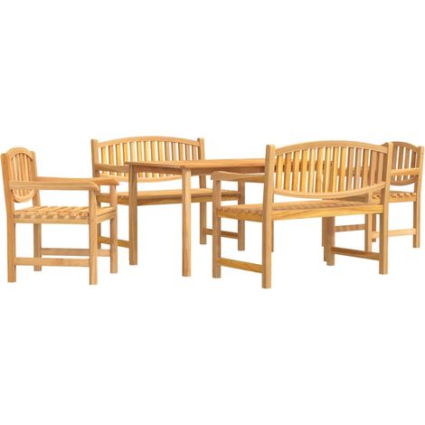 Maison Exclusive - 5-tlg. Garten-Essgruppe Massivholz Teak