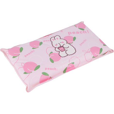 Faltbares Kühlkissen mit Eiskristallgel, Schlafkissen für Kinder und Erwachsene, Pfirsichhasenmuster, rosa Hintergrund (1/5)