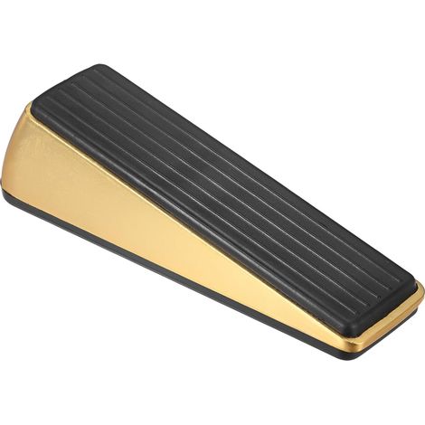 Butée de porte en zinc et caoutchouc de 32 mm de hauteur (1,3 pouce) pour le bas de toute porte lourde/tout type de sol, cale de porte avec base antidérapante en caoutchouc [Or brillant] (1/5)