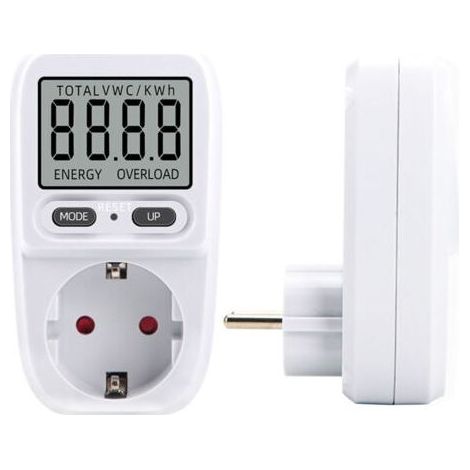Wattmètre 230 V/16 A, wattmètre, compteur d'énergie à prise, compteur de consommation d'énergie, contrôleur de consommation d'énergie avec écran LCD, puissance maximale 3680 W (1 pièce (1/4)