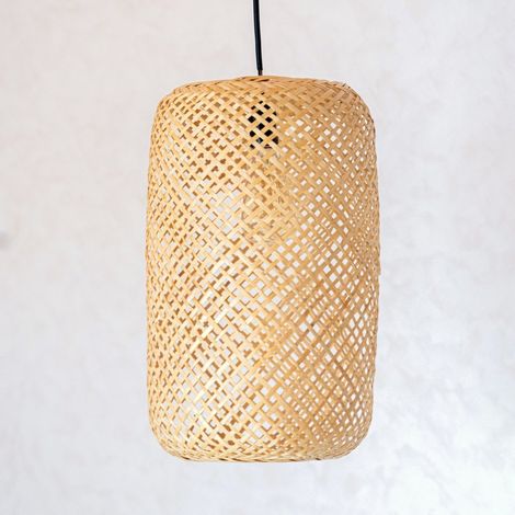 Abat-jour en Bambou Tressé Fait Main - Suspension pour Luminaire de Plafond - Ø 22 cm - PANGIVO (1/5)