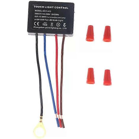 Interrupteur tactile AC110-230V pour lampe de table, variateur d'intensité, module de commande à capteur tactile, compatible avec les lampes à incandescence et les appliques LED. (1/5)