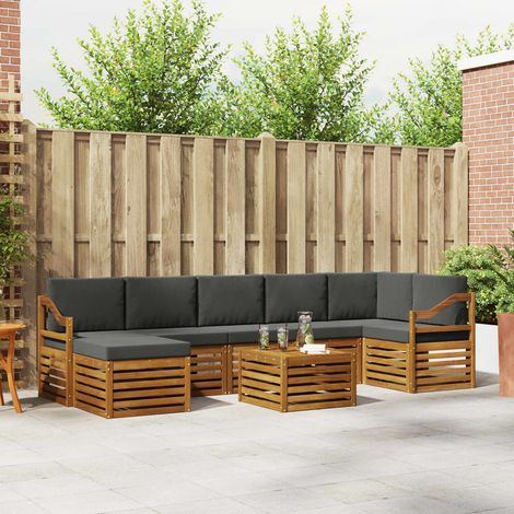 Ecksofa Set 8 pcs Natur und Anthrazit Massivholz Akazie (1/5)