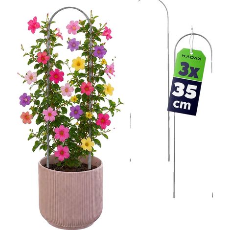 Soporte para plantas, construcción metálica, diseño en forma de U, juego de 3, apto para varios tipos de macetas, proporciona estabilidad para plantas trepadoras. (1/5)