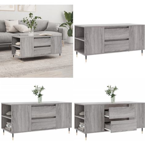 Couchtisch Grau Sonoma 102x44,5x50 cm Holzwerkstoff - Wohnzimmerbeistelltisch - Stauraum Couchtisch (1/5)