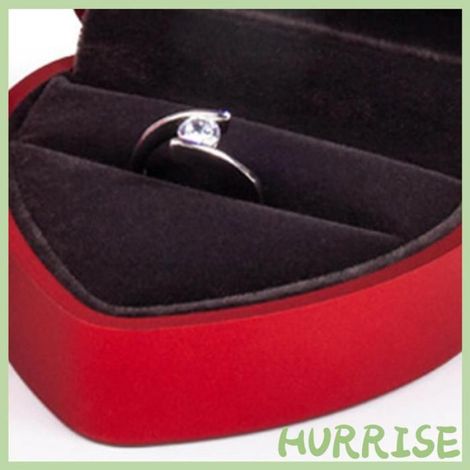 Boîte à bagues en forme de cœur rouge à LED, étui à bijoux élégant et exquis pour demande en mariage (1/4)