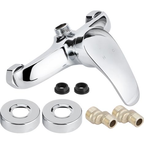 Robinet de douche mural en cuivre G1 à 2 filetages, accessoire de mélange eau chaude/eau froide LQ1403, sortie d'eau vers le haut