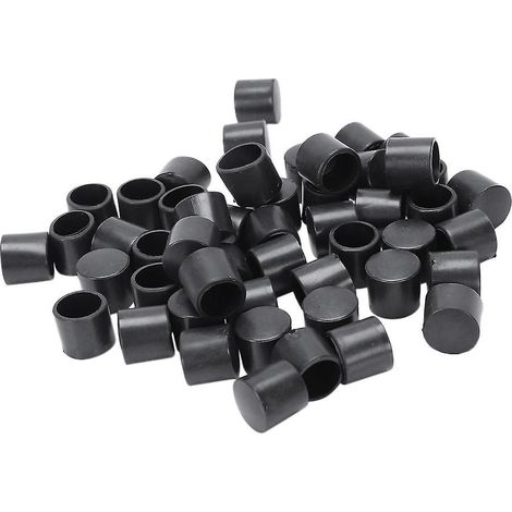 50 embouts ronds souples en PVC noir, de 12 mm de diamètre, avec protège-pieds (1/5)