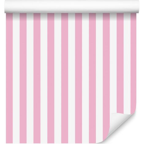 Vertikal gestreifte Tapete in Weiß und Rosa für Wohn- und Schlafzimmer, 50 x 1000 cm (1/5)