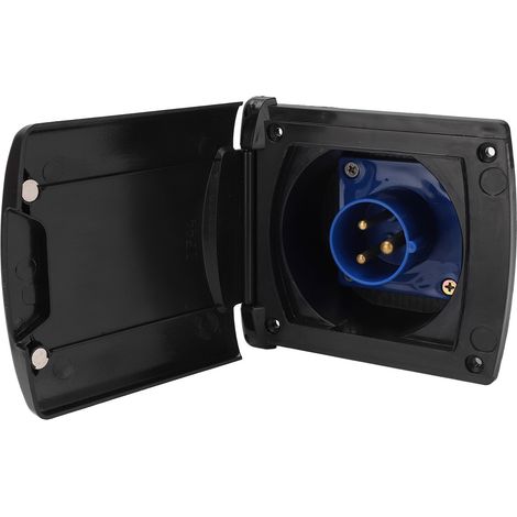 3-polige Wohnmobil-Steckdose, wasserdichte Außensteckdose, 220V-250V 16A, schwarz, Wandmontage, wetterfester Industriestecker. (1/5)