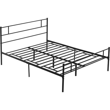 GagaStructure de lit double en acier 160x200 cm avec lattes tete et pied de lit (1/5)