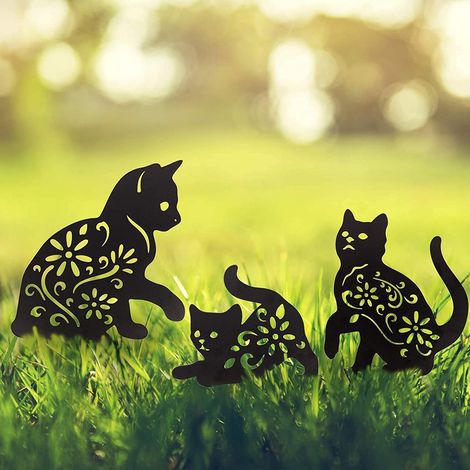Piquet De Jardin En Métal - Décoration Extérieure Pour Jardin Cour Terrasse - Chat - Lot De 1 (1/5)