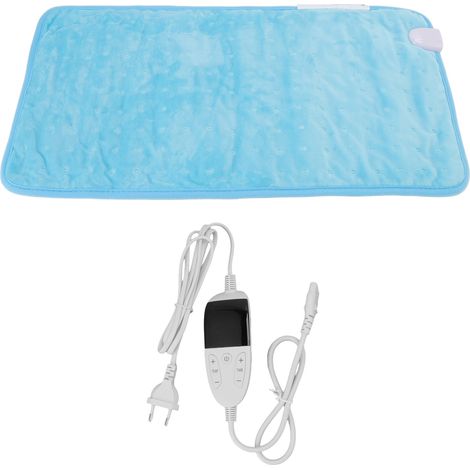 Couverture chauffante électrique hivernale 6 vitesses, 3 modes minuterie, affichage LCD, coussin chauffant doux bleu, prise EU 220-240V (1/5)