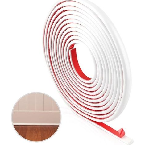 Moulure Adhésive Flexible Blanc 5m, Bordure de Finition Auto-adhésive en PVC, Garniture Murale Autocollante pour Décoration, Bordure de Miroir Mur Porte Plafond