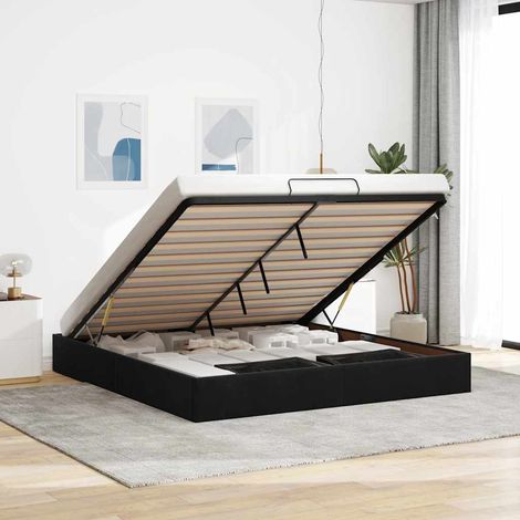 Ottoman-Bett ohne Matratze Schwarz 200x200 cm Samt