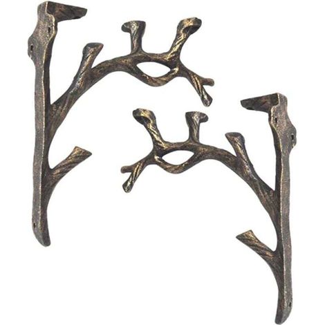 YMYNY Vintage Shelf Brackets (2pcs), Cast Iron Square Branch Shape Shelf, Make the Old Craft, Creative Decorative Triangle Bracket, Wall Mounted Bookshelf, Flower Stand (1/4)