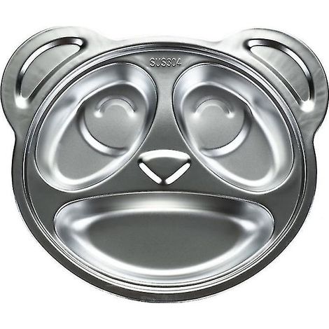 1 assiette compartimentée en acier inoxydable (1/3)