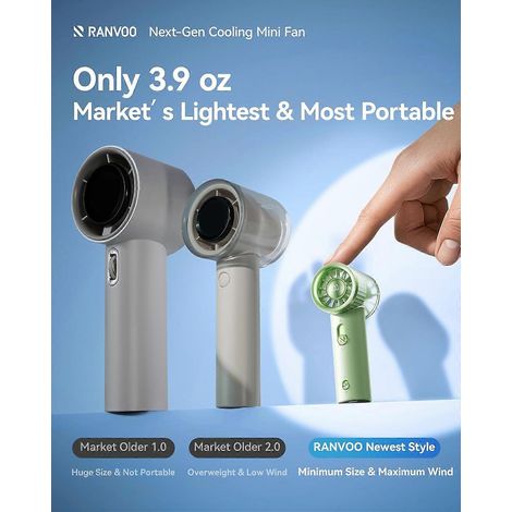 Ventilateur portable à turbine miniature et puissante 2026 avec 100 vitesses de ventilation (vert) (1/5)