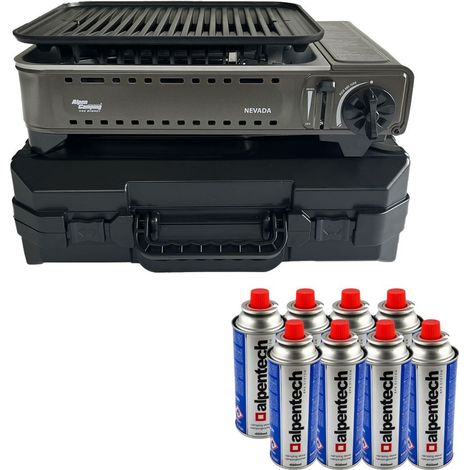 Barbecue à gaz Portable Grill 1780W + 8 Cartouches Gaz Butane Allumage Piezo + Mallette Camping ALPEN (1/5)