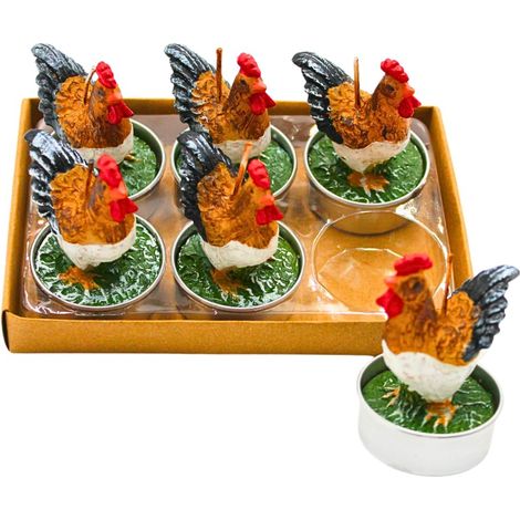 Lot de 6 Bougies Chauffe-Plat, Bougie Figurine, Bougie de Table en Forme de Poule - Dimensions de Chaque Poulet : 4 x 4 x 7 cm (1/5)