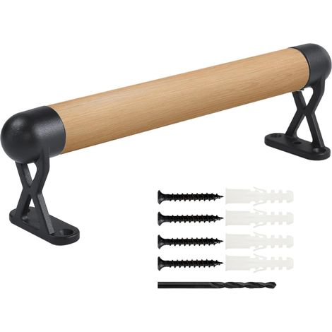 Rampe en bois de 40cm pour escaliers d'intérieur, rampe d'escalier antidérapante de sécurité, kit complet de barres de soutien en pin, main courante d'escalier confortable sans (1/5)