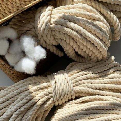 Corde Macramé - Coton Tressé 8 mm x 20 m - Pour Création Manuelle et Décoration Intérieure - 1 Pièce (1/5)