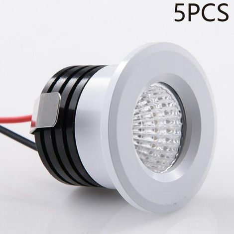 Mini spots LED encastrables, 3 W, blanc chaud, pour vitrine, station d'intrieur, clairage de plaque de platre 5Pcs (1/5)