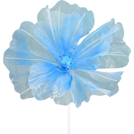 Fleur artificielle en organza bleu, fleur en gaze de soie avec perles, appliques pour loisirs créatifs, décoration de fête d'anniversaire, de mariage ou autre. (1/2)