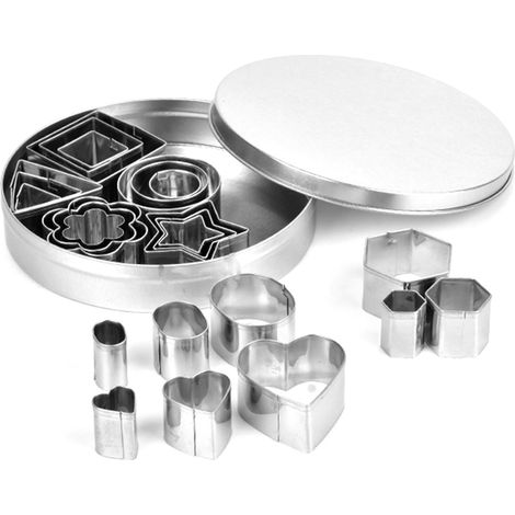 24 Emporte-pièces en acier inoxydable forme ronde cœur étoile fleur triangle hexagonal moule à biscuits pâtisserie (1/5)