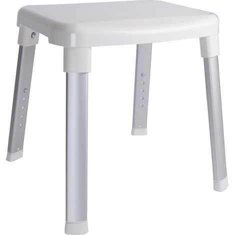 Croydex Large White Adjustable Height Shower Stool Bath Chair with Non-Slip Feet (1/5)