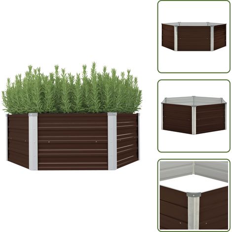 Piante - vidaXL Letto di Coltura Rialzato Marrone 129x129x46cm Acciaio Zincato - Fiori