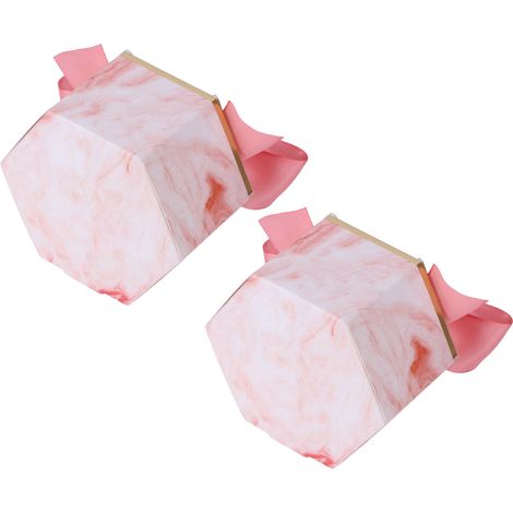 25 Boîtes Hexagonales pour Bonbons Chocolats Biscuits Mariage Fêtes Rose Ruban Rose (1/5)