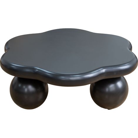 CAIziTable basse noire de 80 cm en forme de nuage, table basse moderne minimaliste en forme de pétale avec pieds sphériques, table de salon peu encombrante noir mat, adaptée aux enfants et aux animaux (1/5)