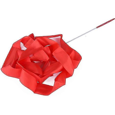 Ruban de danse coloré de 4 mètres, compatible avec la gymnastique rythmique et artistique, bâton de rotation rouge (1/5)