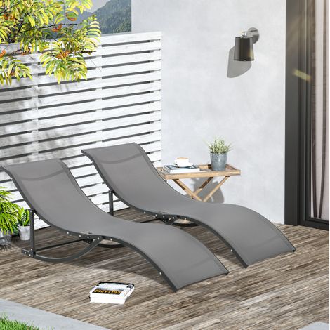 Tumbonas piscina plegables aluminio 2 piezas OKMYHOME (1/4)