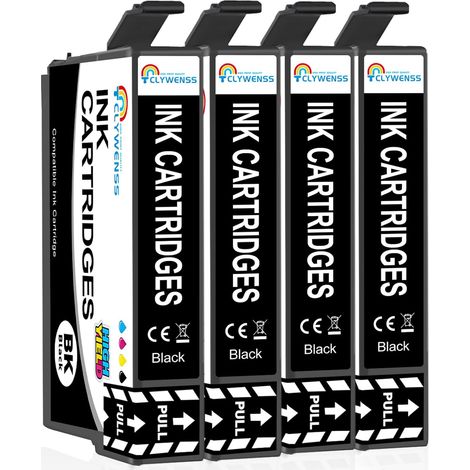 Compatibles Noir Cartouches d'encre pour Epson Workforce Pro WF-3825 WF-3820 WF-4820 WF-4825 WF-4830 WF-7310 WF-7830 WF-7840 WF-3825DWF WF-3820DWF WF-4820DWF WF-4825DWF WF-7310DTW, 4-Pack (1/5)