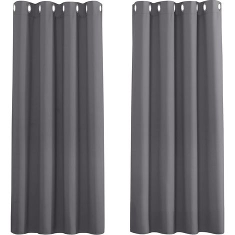 Rideaux Thermiques - Rideau Anti Froid/Chaleur Rideaux Occultant à Oeillets Décoration de Fenêtre Insonorisation Isolation pour Enfant/Adulte, 132 x 158 cm, Gris, 2 Panneaux (1/4)