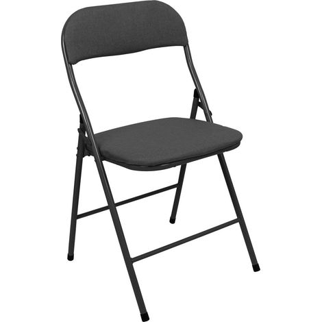 Chaise pliante en métal recouverte de tissu Harbour Housewares – Noire