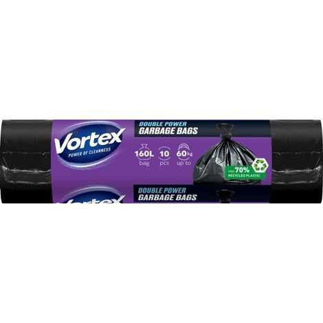 VORTEX DOUBLE POWER Zweilagige Müllbeutel LDPE schwarz 160L 10 Stk Müllbeutel