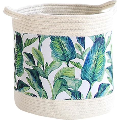 Grand panier de rangement tressé en fil de coton avec anse (1/5)