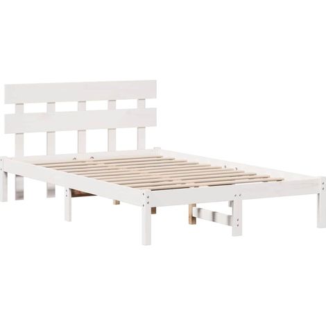 Lit double,Lit adulte,Cadre de lit Blanc 140 x 190 cm Bois de pin massif CFW9687048 (1/5)