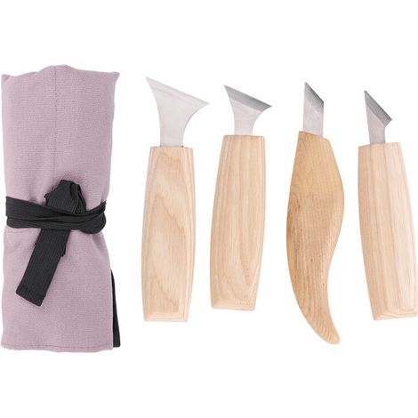 Cuchilla de tallado de acero inoxidable, herramienta manual, accesorio para trabajar la madera, mango de madera, 7 piezas (1/5)