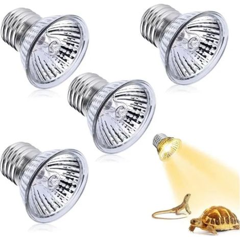 4 pièces Ampoule Lamp Chauffante Tortue,E27 Lampe Tortue,25W Tortue Lampe Chauffante,Lampe Chauffante UVA+UVB,Lampe Chauffante (1/4)