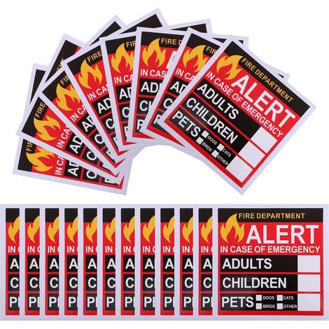 20 Autocollants D'alerte D'urgence Autocollants de Repérage pour Personnes et Animaux Domestiques Faciles à Appliquer pour Maison et Entreprise (1/5)
