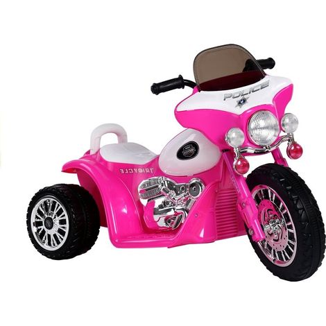 Triciclo a batería JT568 Policía para niños LED Rosa oscuro (1/5)